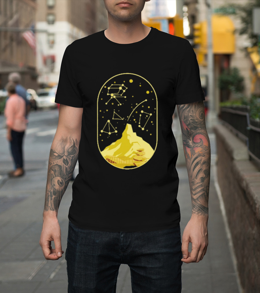 Cairn Minimalist Mountain Constellation Starry Sky T-Shirt