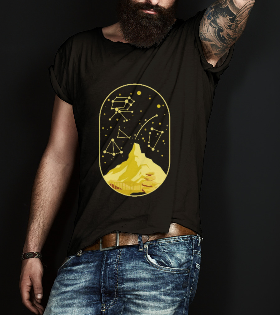 Cairn Minimalist Mountain Constellation Starry Sky T-Shirt
