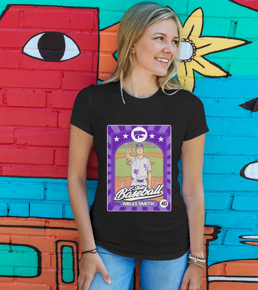 Miles Smith 40 K State Baseball Wildcats Kansas State T-Shirt