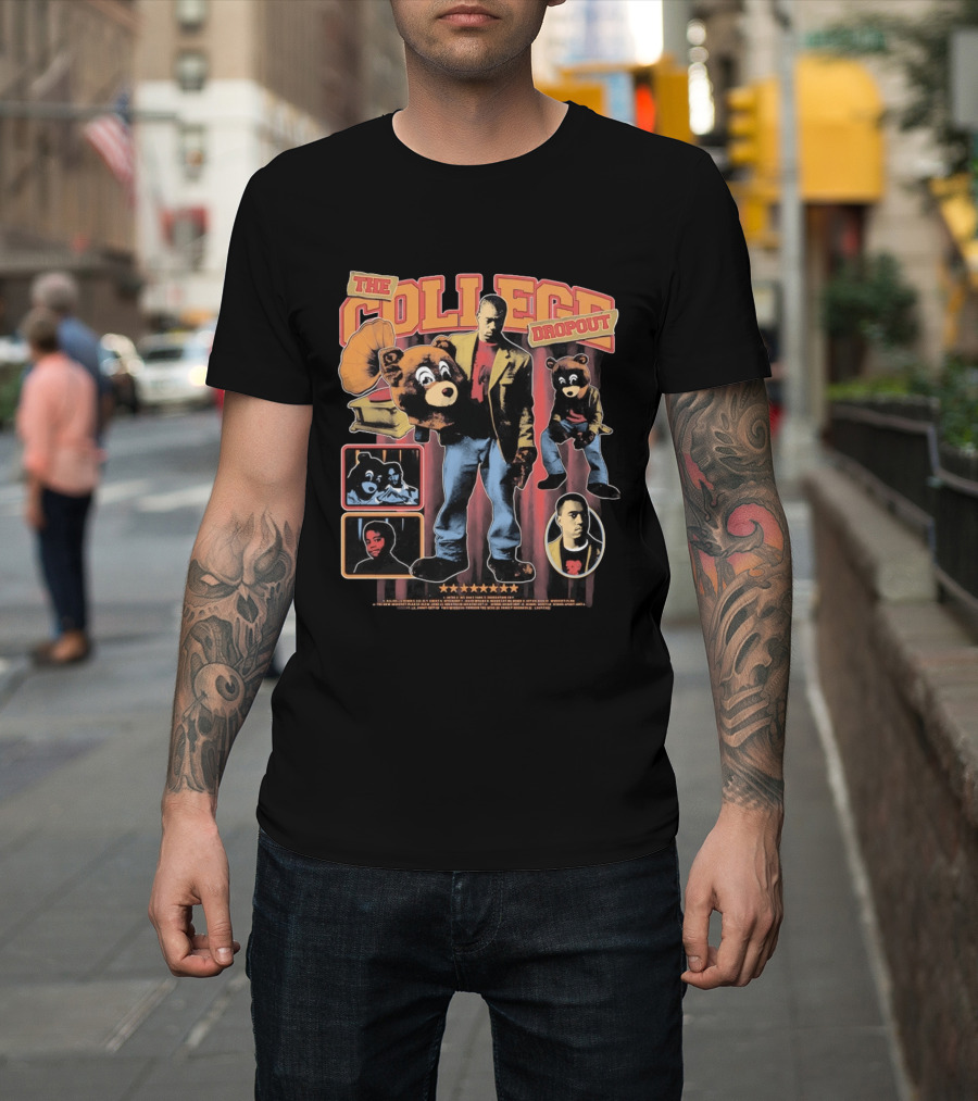 The College Dropout Kanye Bear Trompe L'oeil Retro Style Album T-Shirt