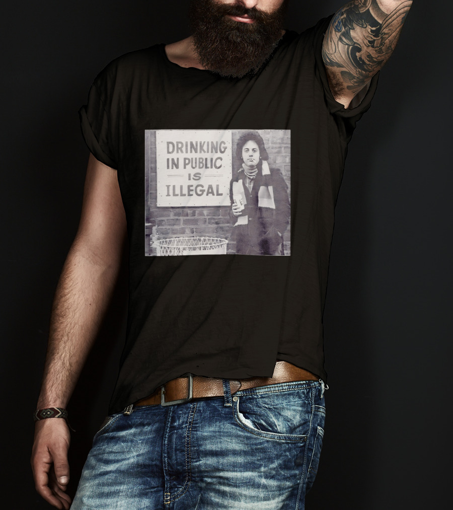 Rare Billy Joel Drinking In Public Is Illegal Vintage Photo T-Shirt