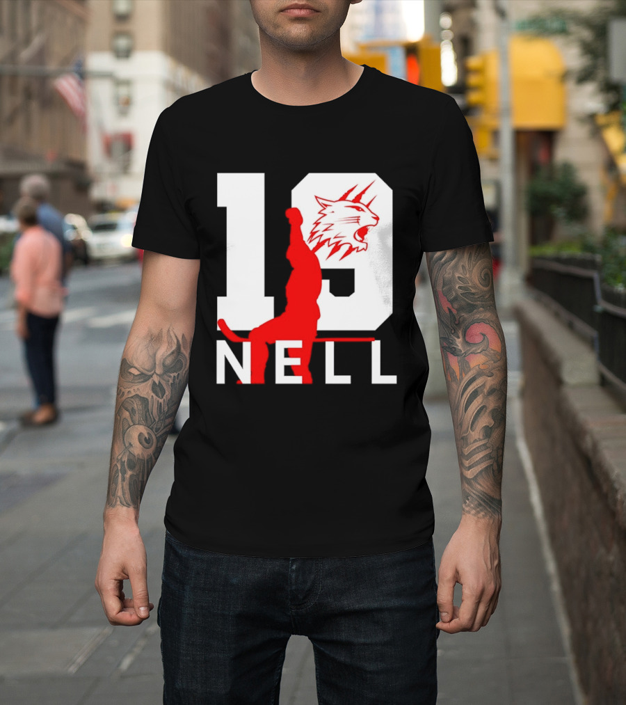NELL 19 Wildcat Silhouette With Red Figure T-Shirt