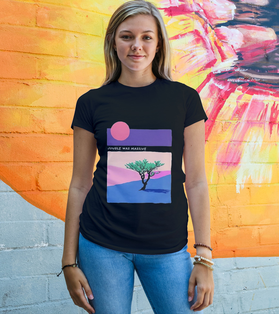 Jungle Was Massive Tree Vintage Sunset Aesthetic Nature Scene T-Shirt