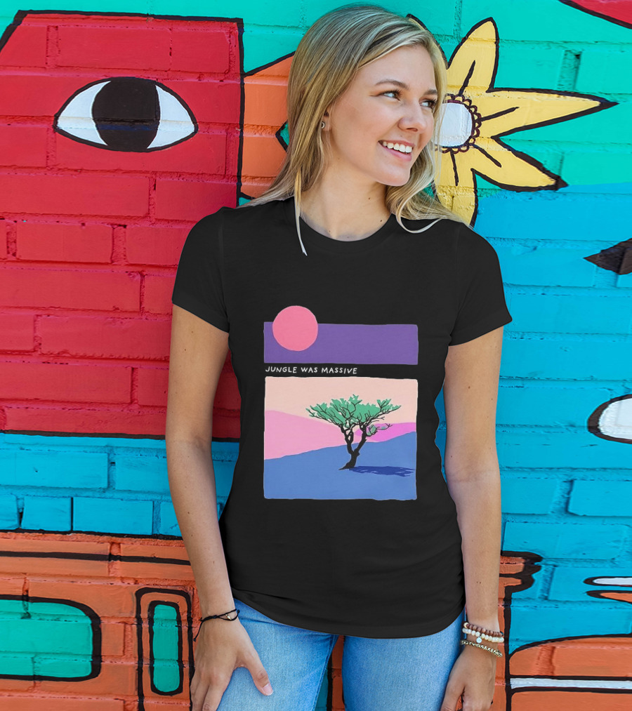 Jungle Was Massive Tree Vintage Sunset Aesthetic Nature Scene T-Shirt