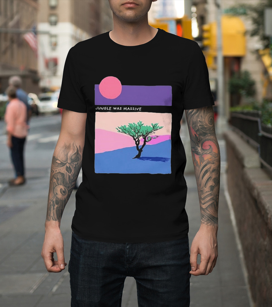 Jungle Was Massive Tree Vintage Sunset Aesthetic Nature Scene T-Shirt