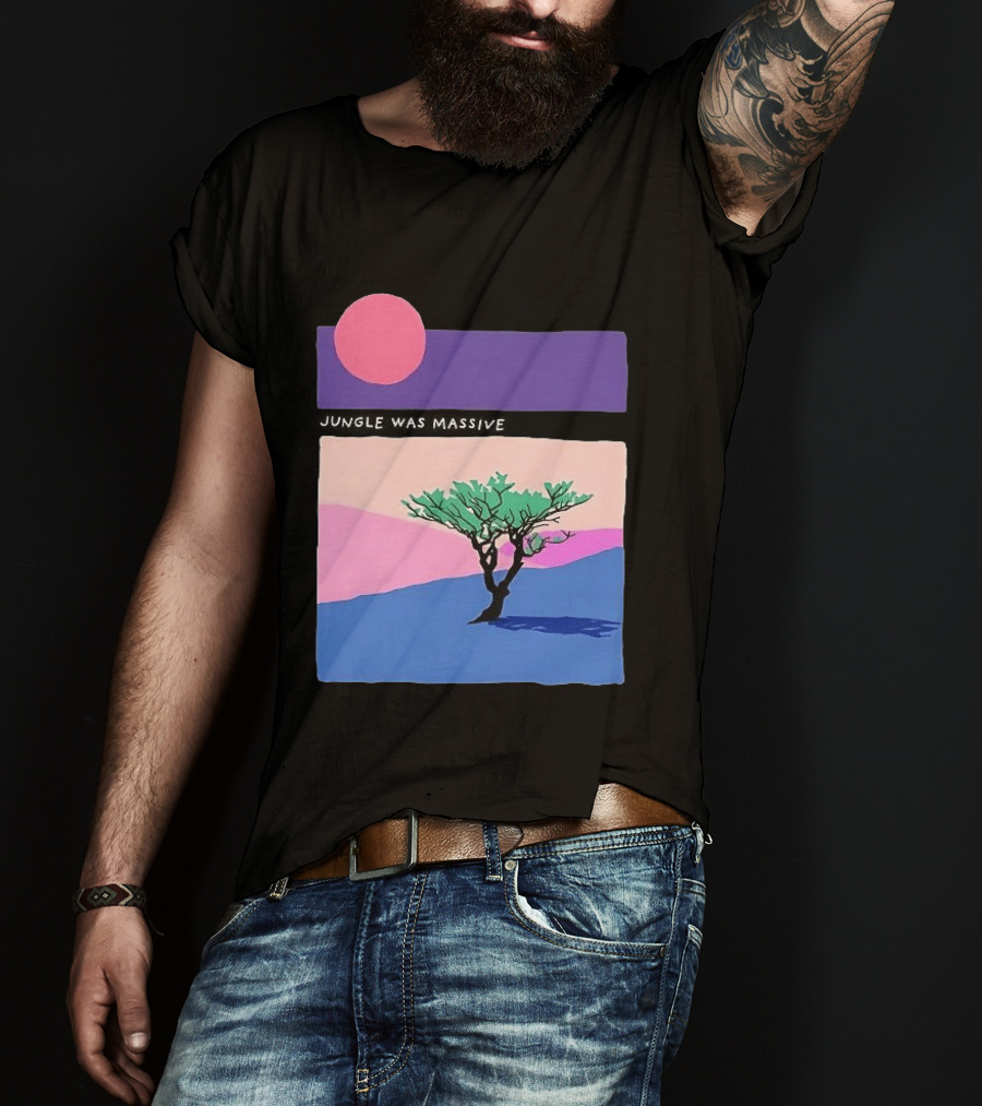 Jungle Was Massive Tree Vintage Sunset Aesthetic Nature Scene T-Shirt
