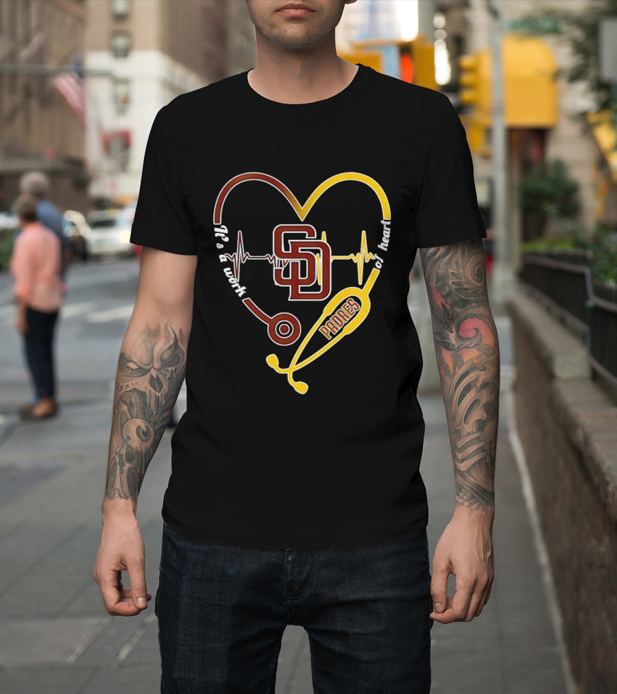 San Diego Padres Heart Soul Stethoscope Work Of Heartbeat T-Shirt