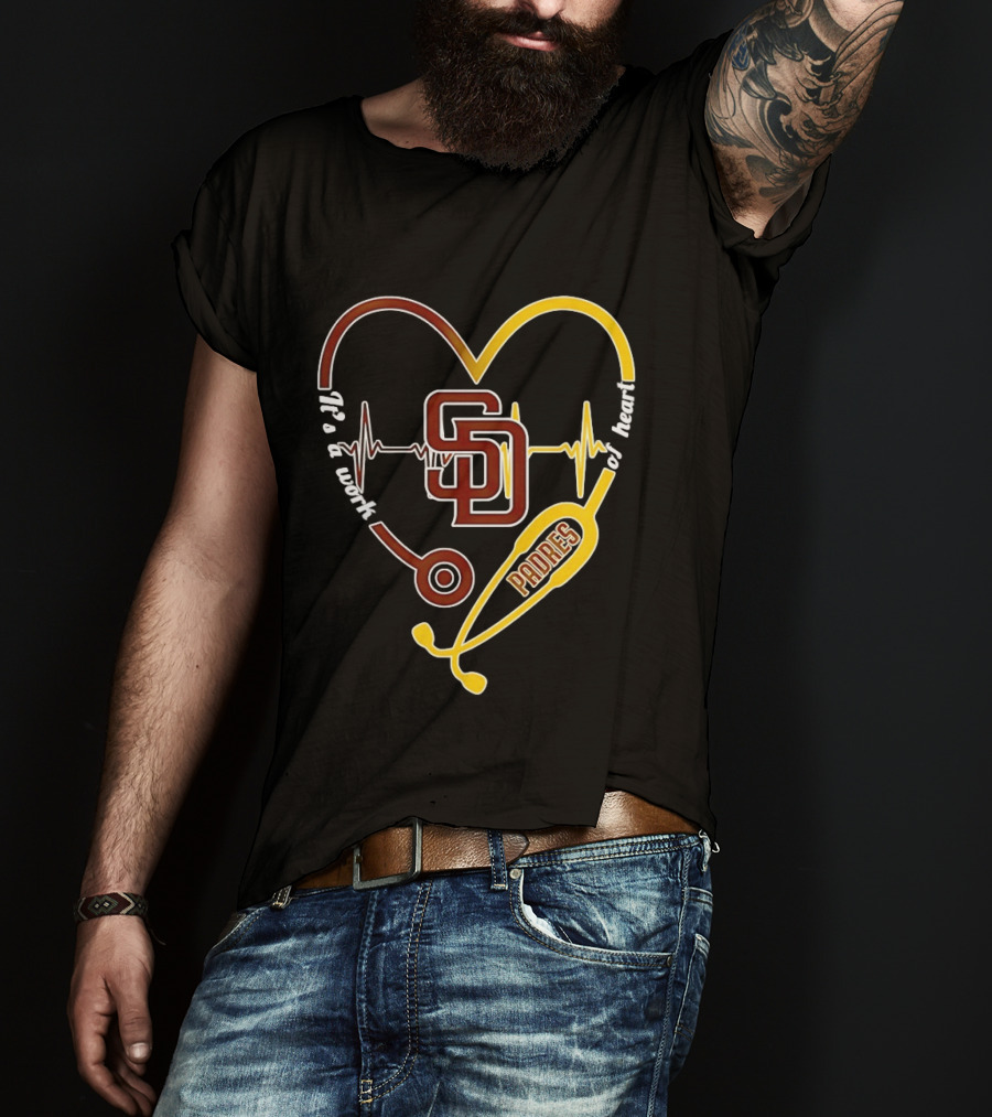 San Diego Padres Heart Soul Stethoscope Work Of Heartbeat T-Shirt