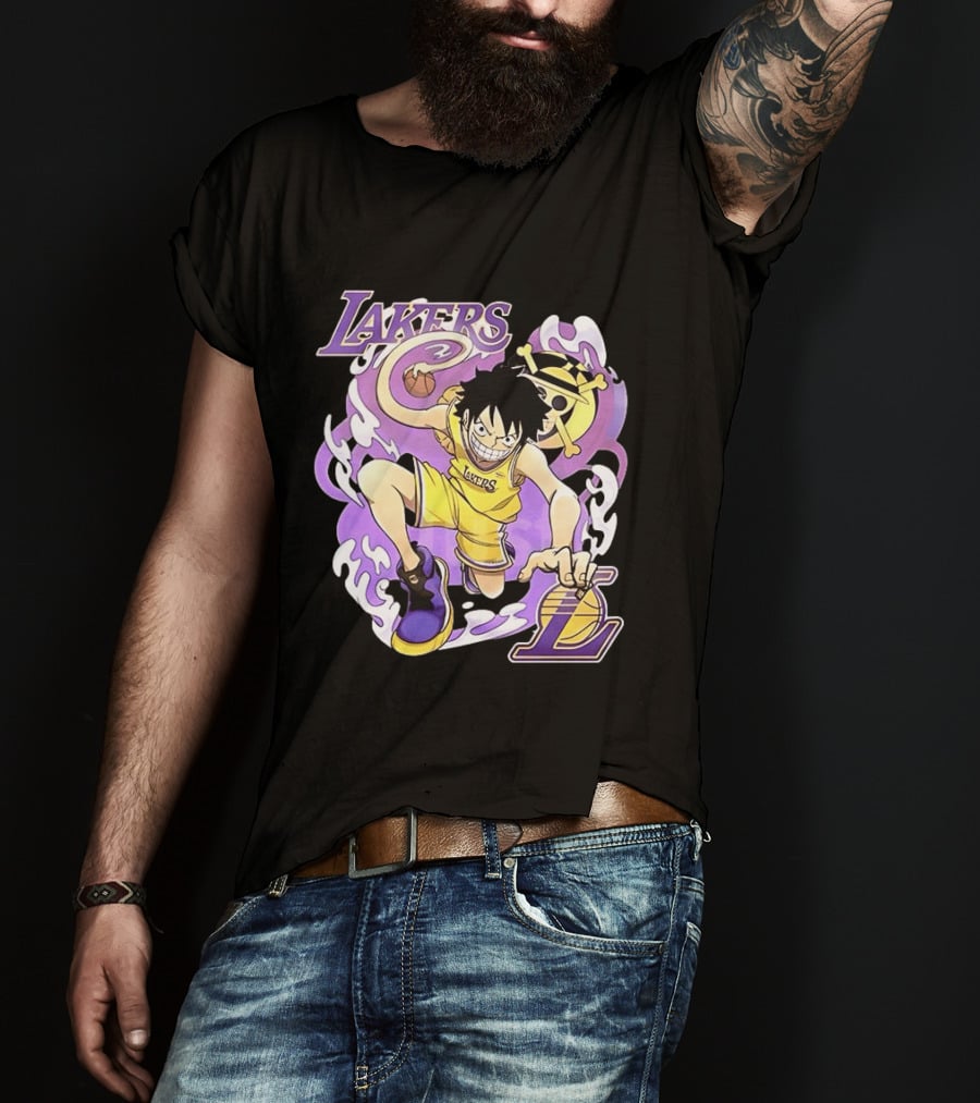 Luffy Lakers One Piece Basketball Anime T-Shirt