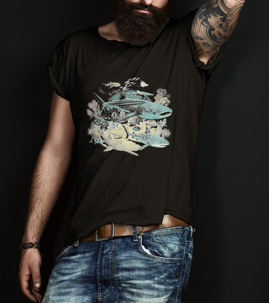 90s Sea Creatures Whale Shark Dolphin Vintage Style Aquatic Life T-Shirt