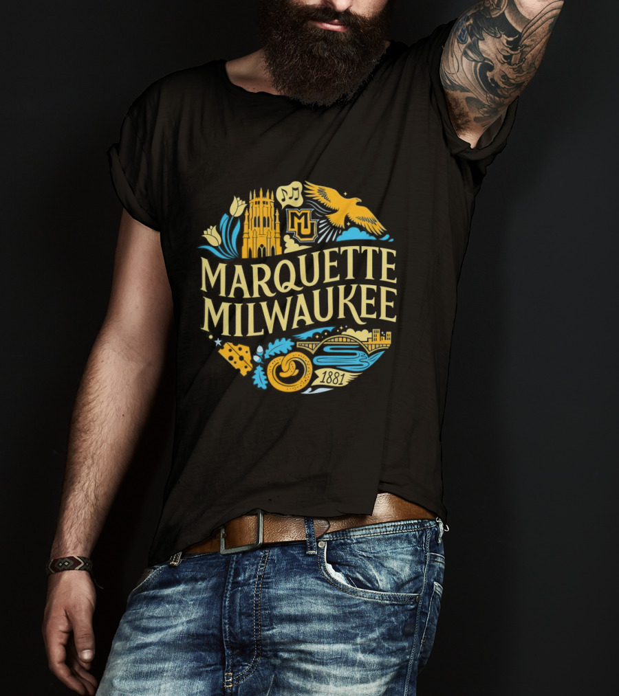 Marquette Milwaukee M And Milwaukee Scenes T-Shirt