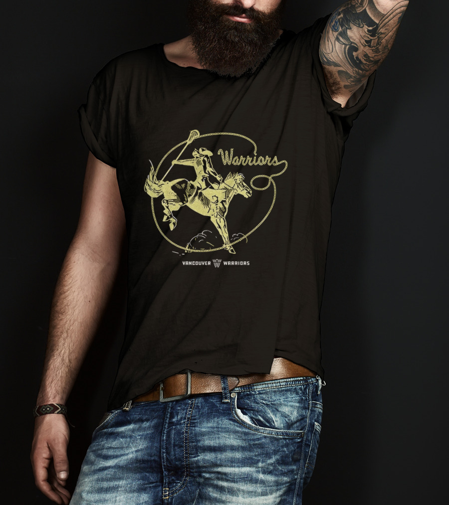 Warriors Lacrosse Cowboy Riding Horse Vancouver Warriors National Lacrosse League T-Shirt