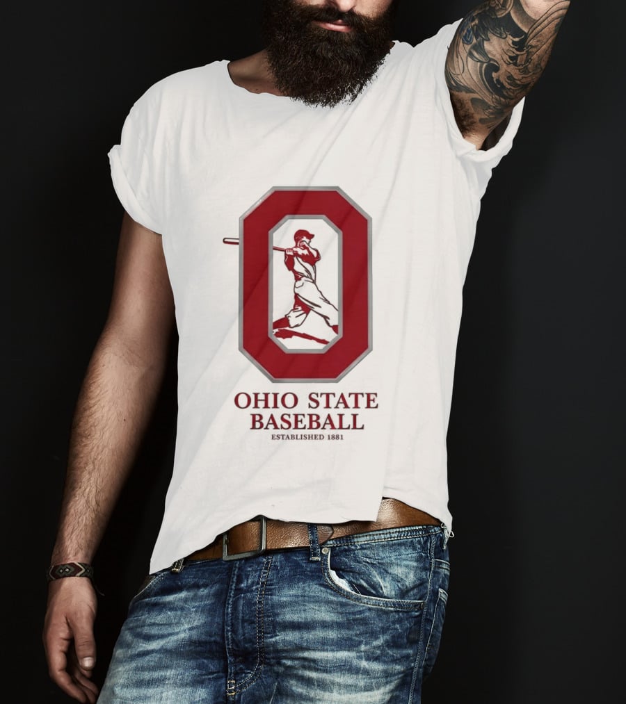 Ohio State Baseball Established 1881 Buckeyes Iconic "O" And Batter T-Shirt