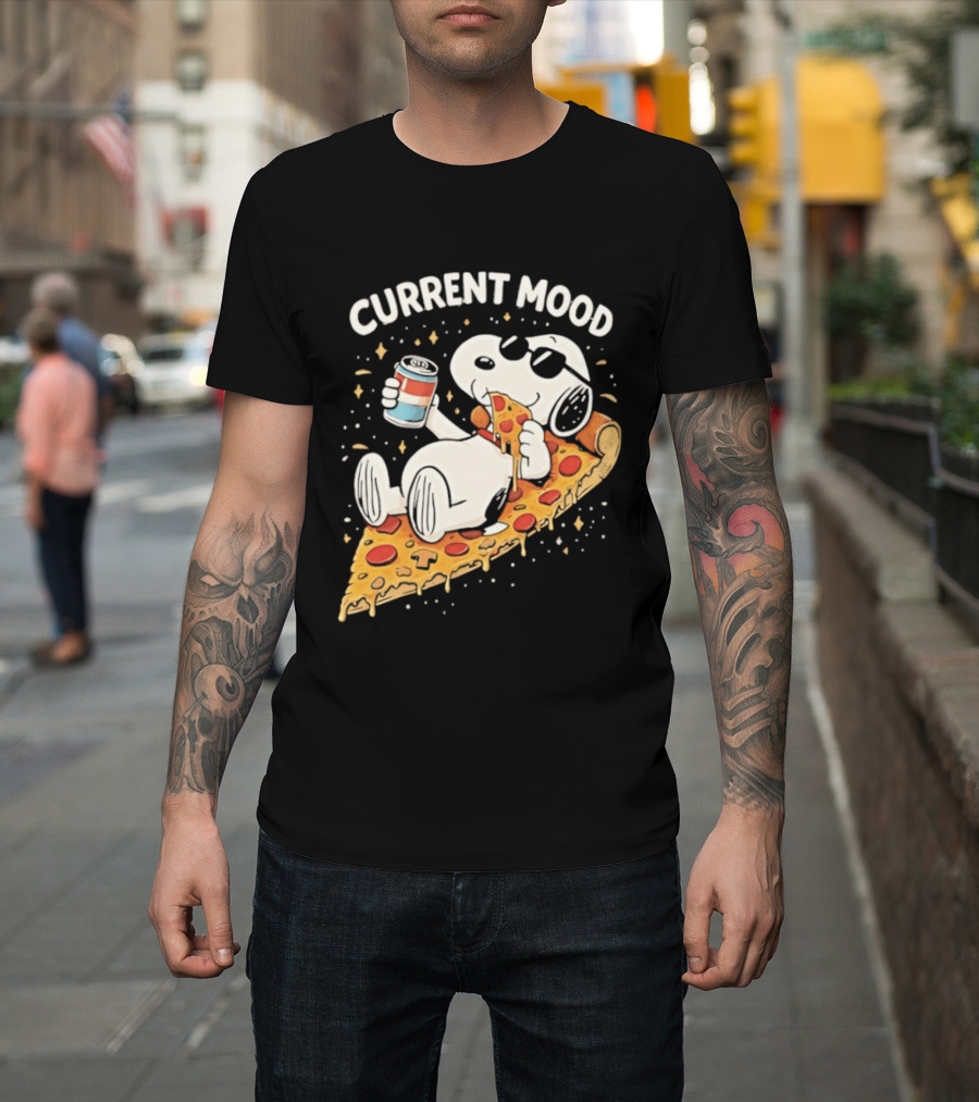 Current Mood Snoopy Relaxing Eating Pizza On A Slice T-Shirt