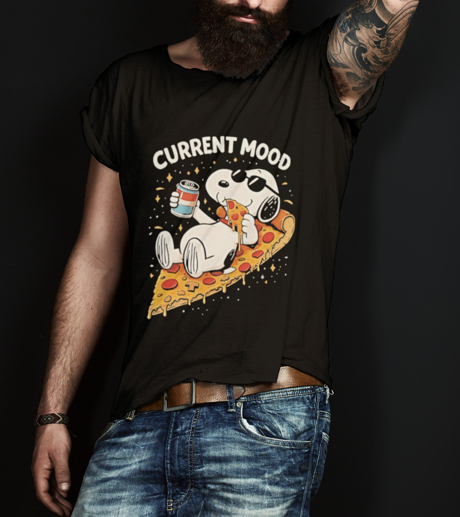 Current Mood Snoopy Relaxing Eating Pizza On A Slice T-Shirt