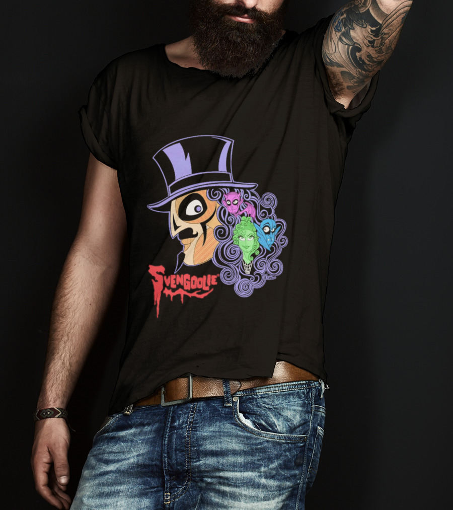 Svengoolie Cartoon Ghoul Faces And Purple Top Hat T-Shirt