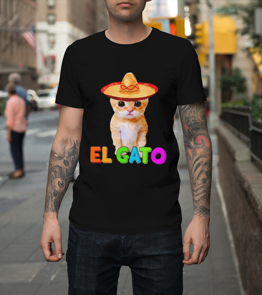El Gato Cat Sombrero Hat Mexican Fiesta Fun Pet T-Shirt