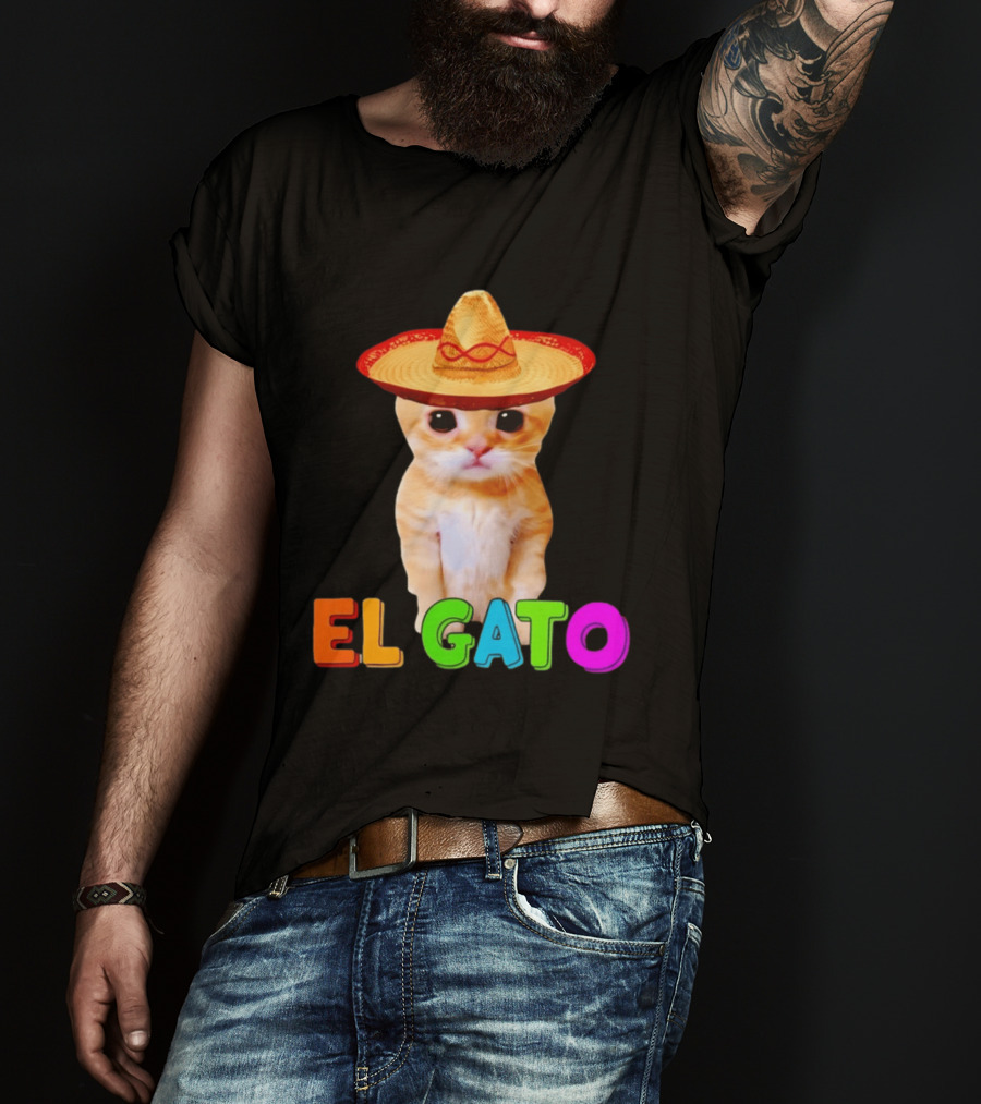 El Gato Cat Sombrero Hat Mexican Fiesta Fun Pet T-Shirt