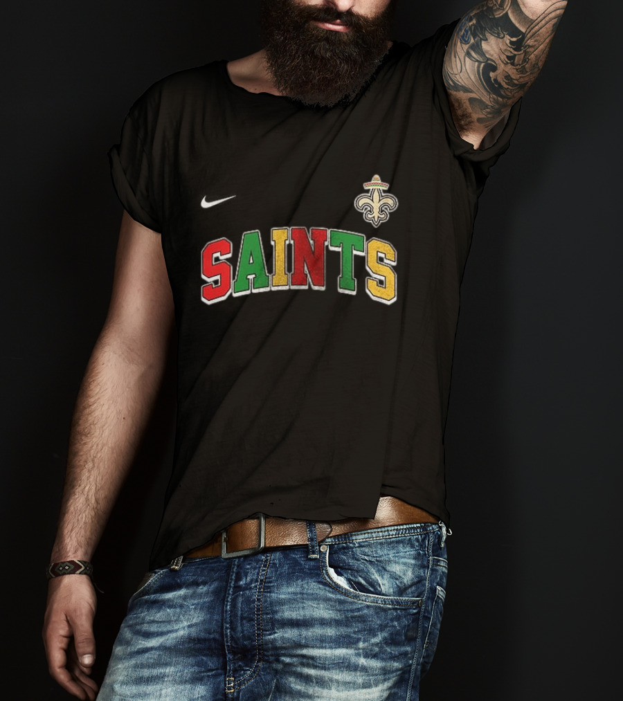 New Orleans Saints Cinco De Drinko Bitchachos Skeleton Fiesta Fleur De Lis Sombrero T-Shirt