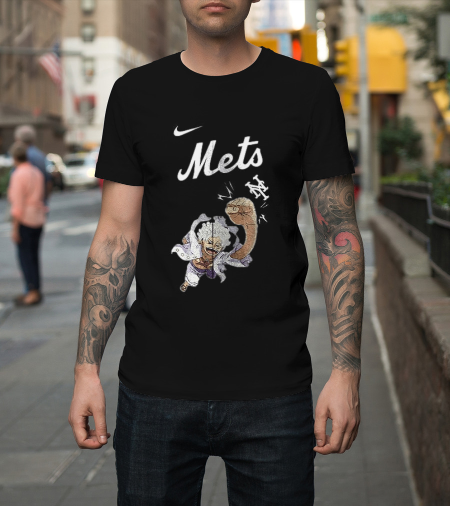 New York Mets X One Piece Luffy Nike Collaboration T-Shirt