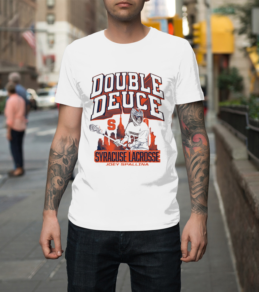 Double Deuce Syracuse Lacrosse Joey Spallina City Skyline T-Shirt