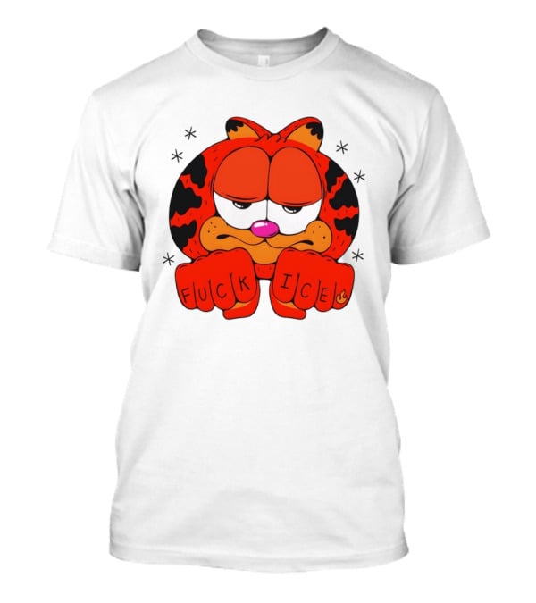 Orange Cat Garfield Meme Fuck Ice Hand Tattoos T-Shirt
