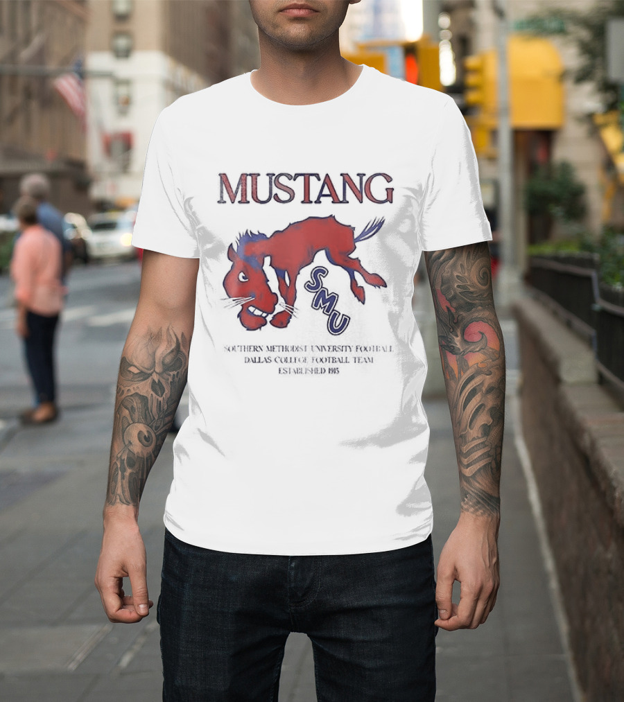 SMU Mustangs Southern Methodist University Red Blue Mustang T-Shirt