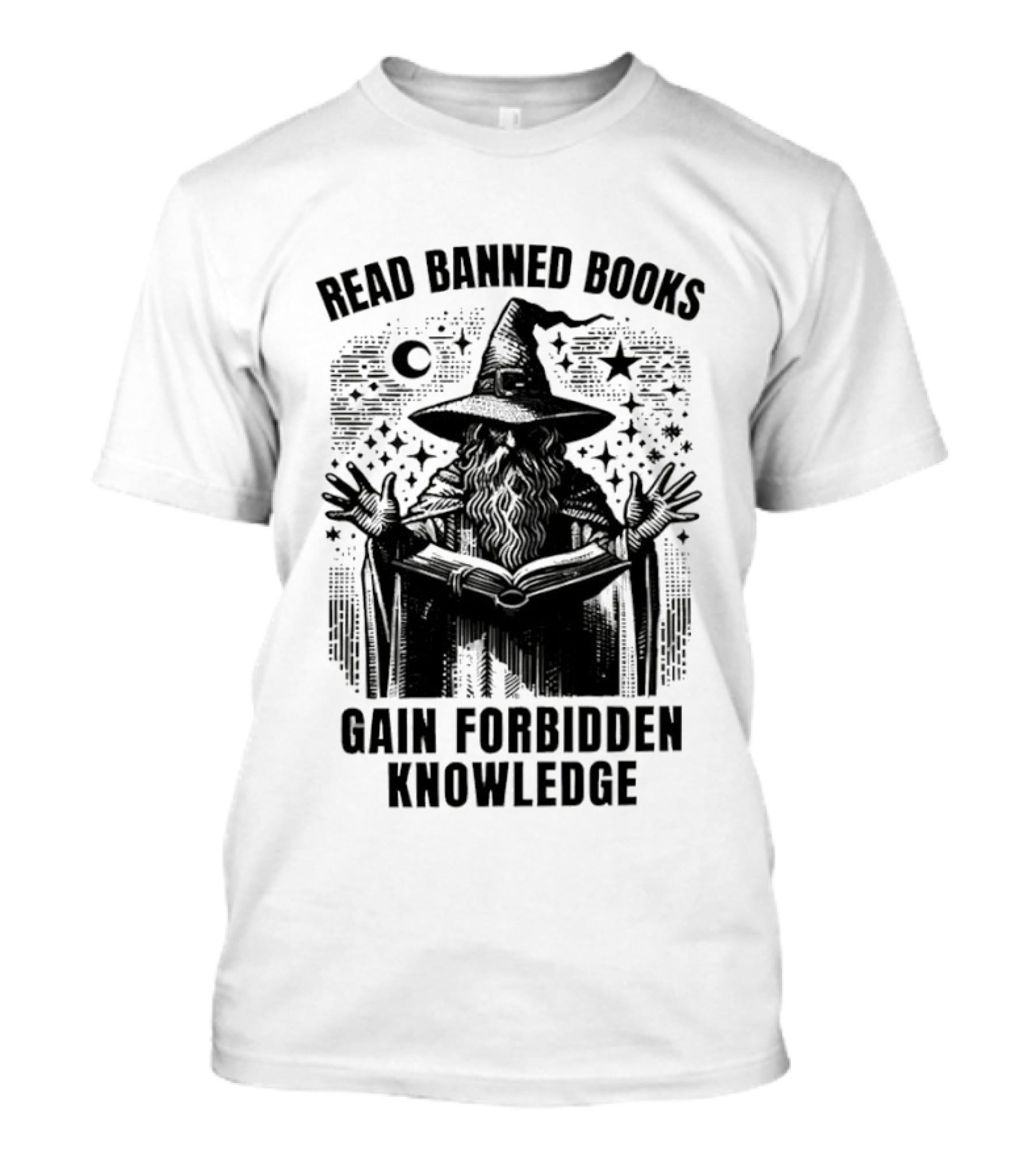 Read Banned Books Witch Hat Starry Night Gain Forbidden Knowledge T-Shirt