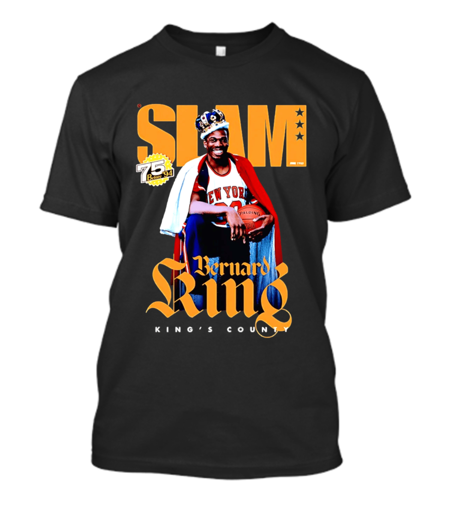 Bernard King New York Knicks Slam June 1995 King's County 75 Before 94 T-Shirt