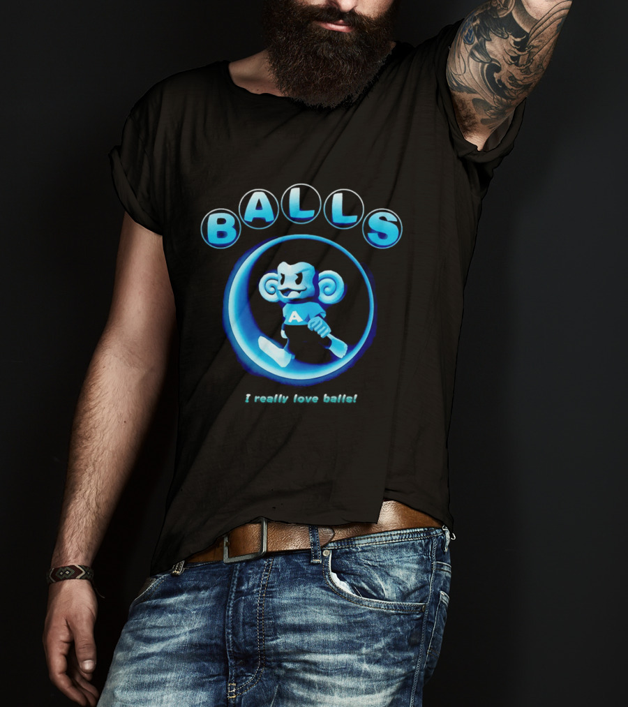 Super Monkey Ball I Really Love Balls A Blue Monkey T-Shirt