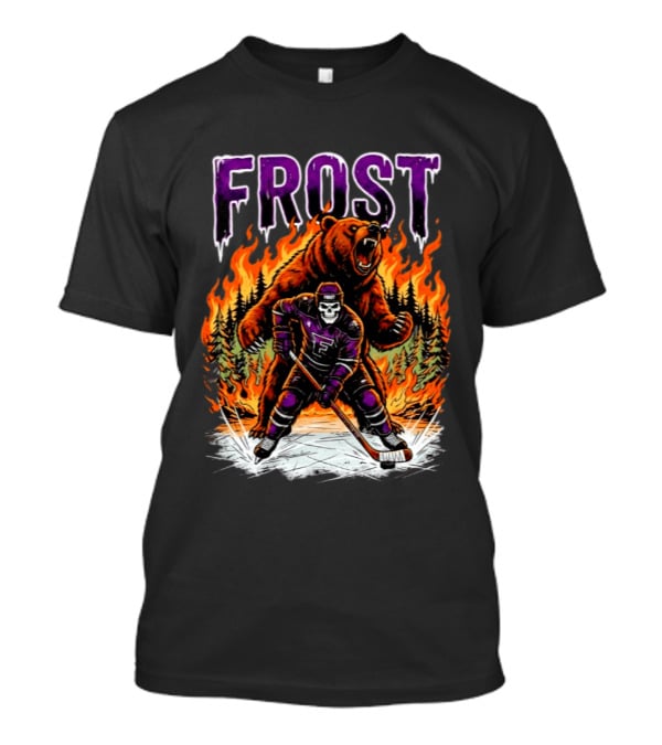 Frost Minnesota Hockey Skull Bear Flames Ice Rink T-Shirt