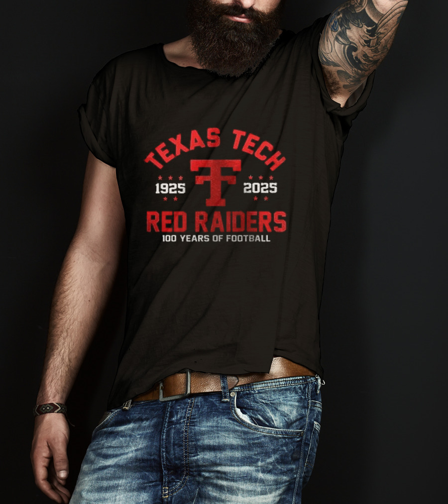 Texas Tech Red Raiders 1925 2025 100 Years Of Football T-Shirt