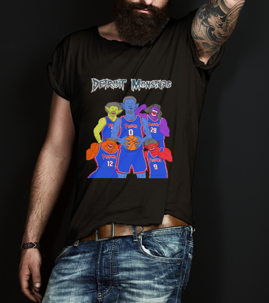 Detroit Pistons Monsters Space Jam Characters Basketball T-Shirt
