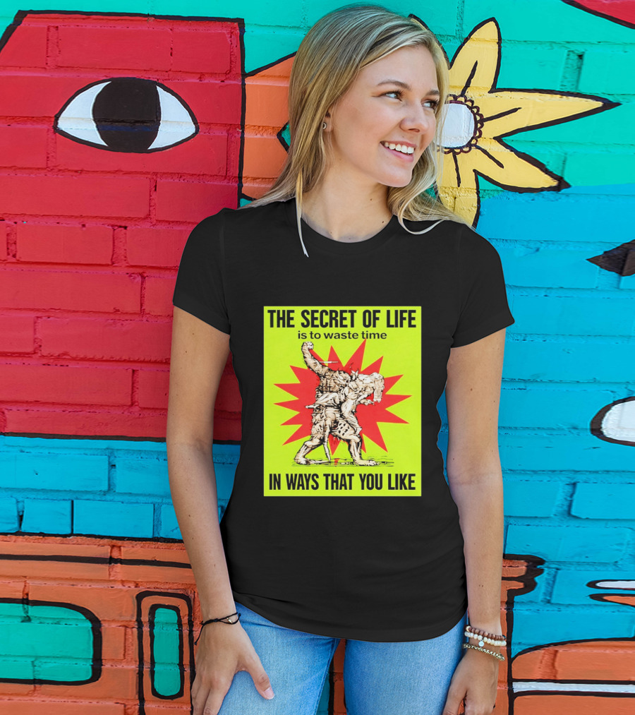 The Secret Of Life Is To Waste Time In Ways That You Like Comic Style Red Burst T-Shirt