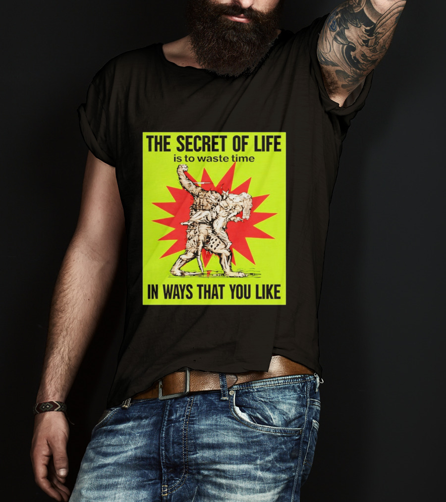 The Secret Of Life Is To Waste Time In Ways That You Like Comic Style Red Burst T-Shirt