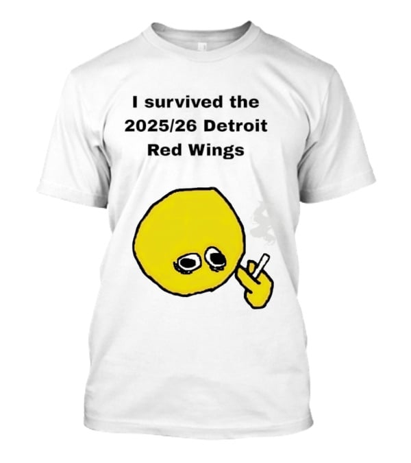 Smoking I Survived The 2025 26 Detroit Red Wings Yellow Face Smoking T-Shirt