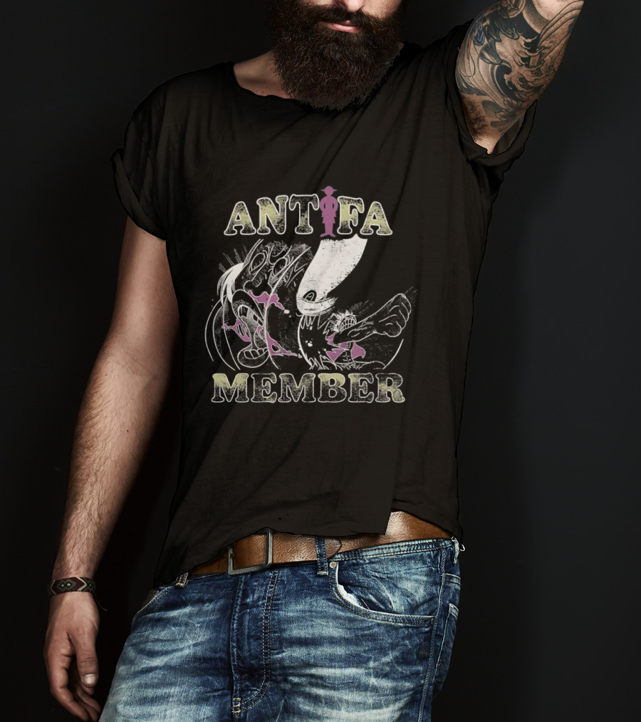 ANTIFA MEMBER Cartoon Style Koi Fish And Shark T-Shirt