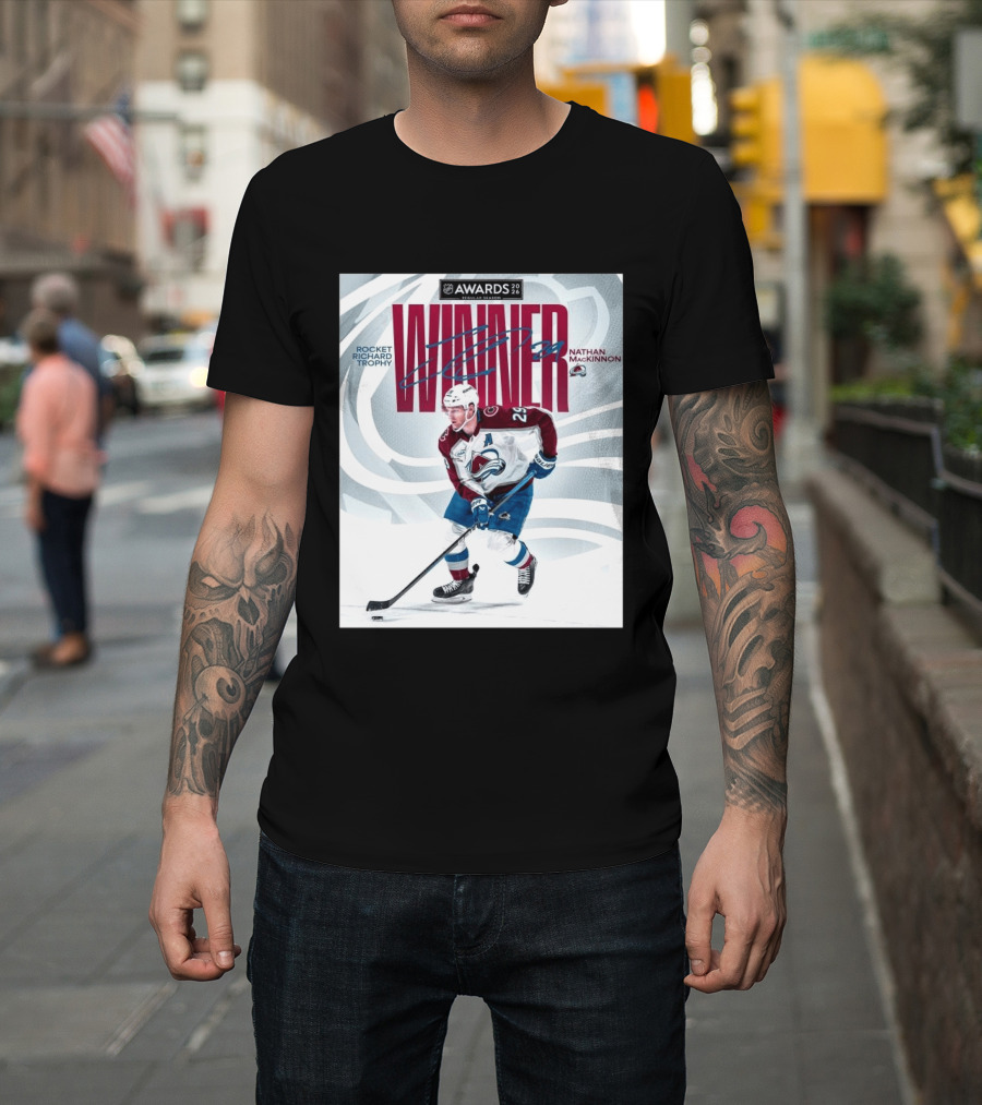 NHL 2026 Awards Rocket Richard Trophy Nathan MacKinnon Winner T-Shirt