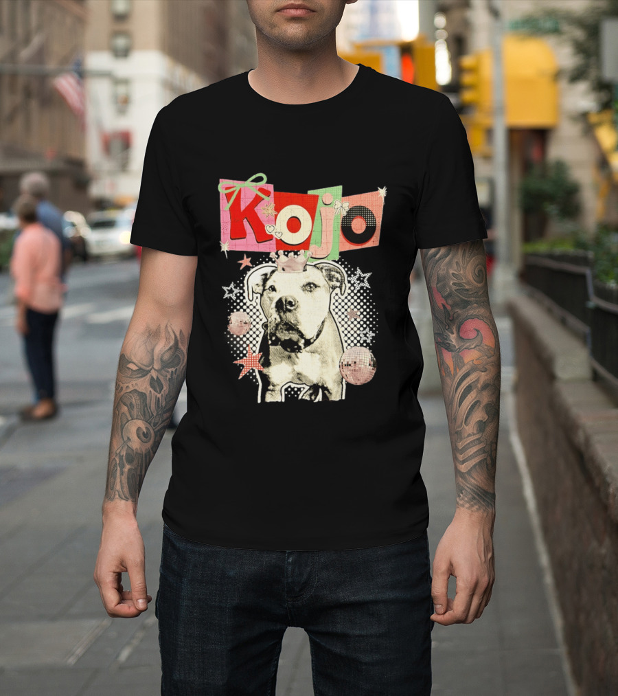 Kojo Dog Crown Retro Style Collage With Hearts And Stars T-Shirt