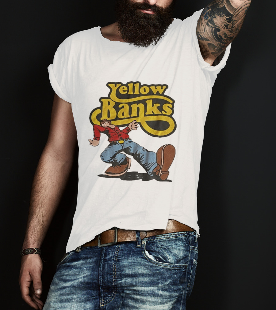 Yellow Banks Retro Cartoon Style Fun T-Shirt