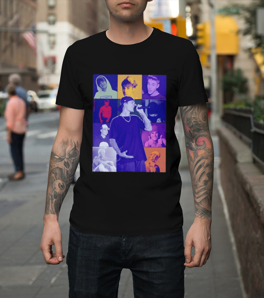 Justin Bieber The Eras Tour Concert Retro Photo Collage T-Shirt