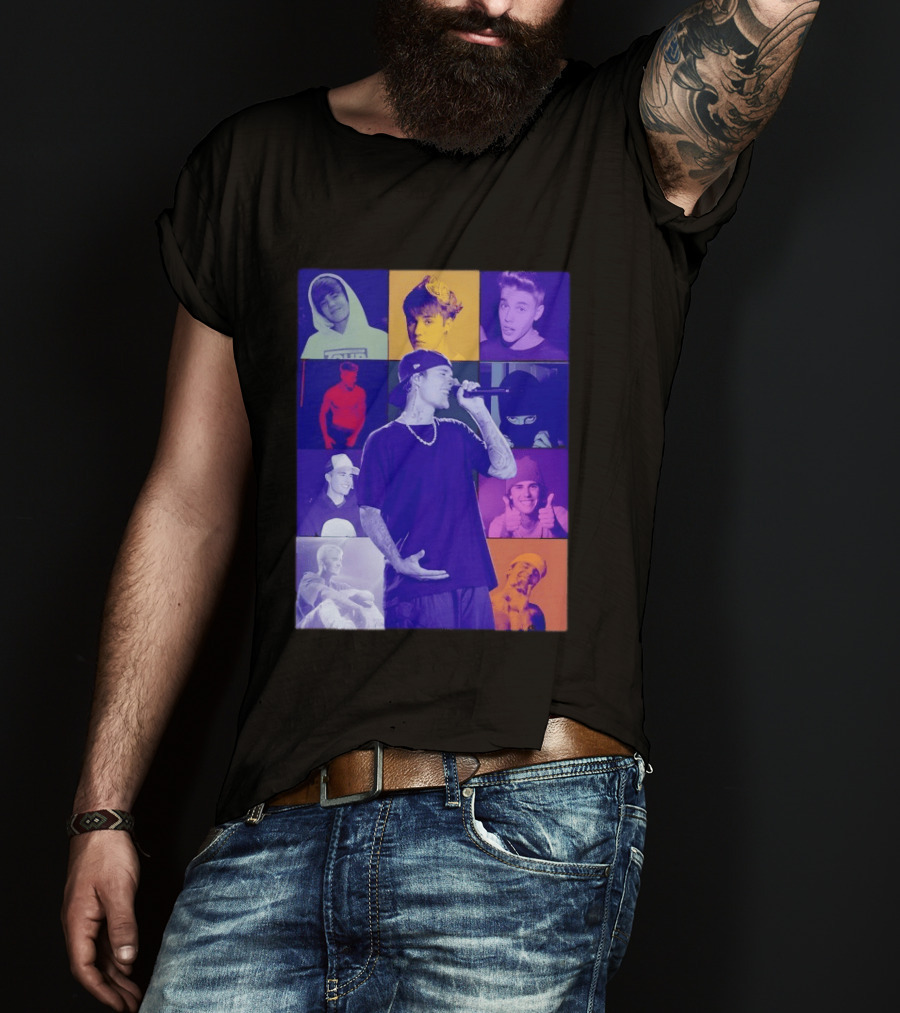 Justin Bieber The Eras Tour Concert Retro Photo Collage T-Shirt