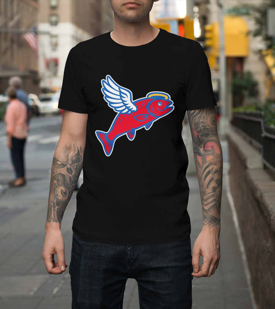 Los Angeles Angels Baseball Flying Fish With Halo And Wings T-Shirt