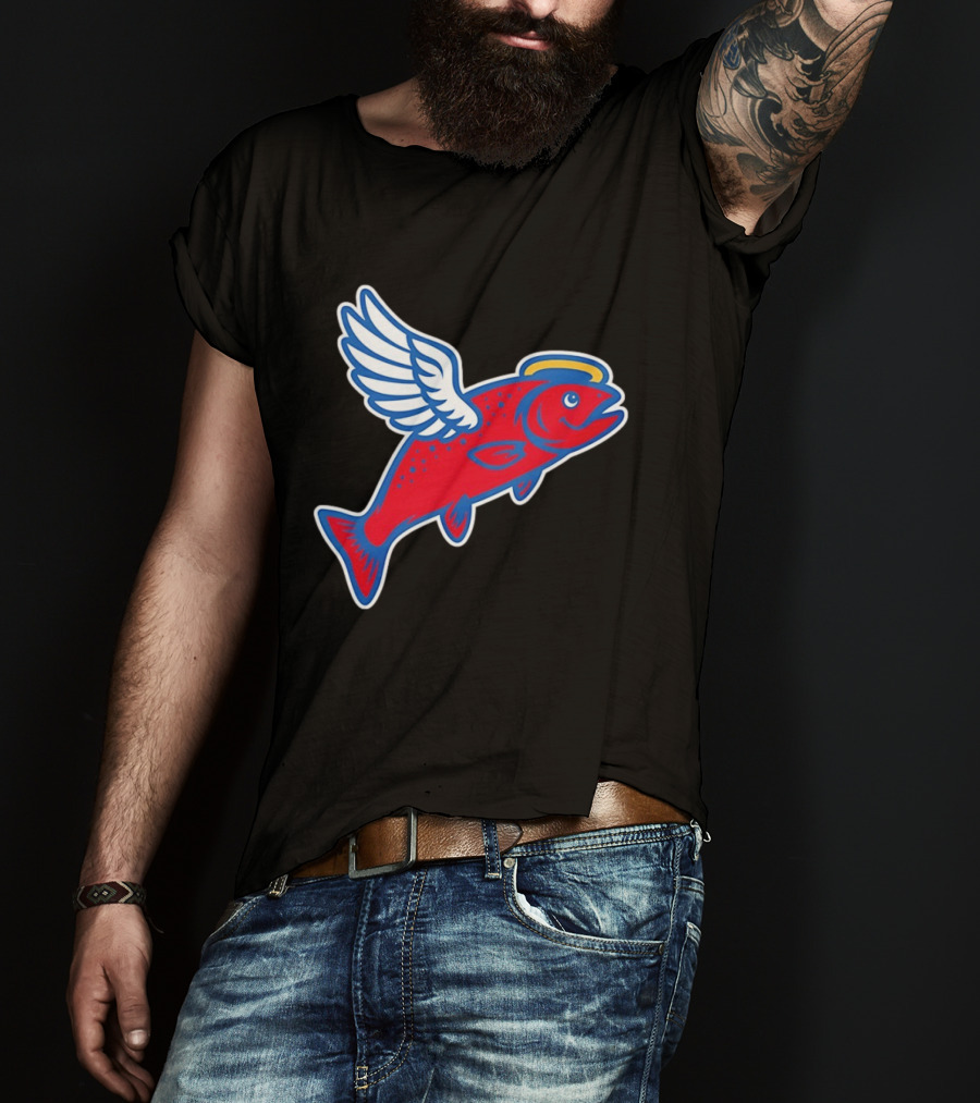 Los Angeles Angels Baseball Flying Fish With Halo And Wings T-Shirt