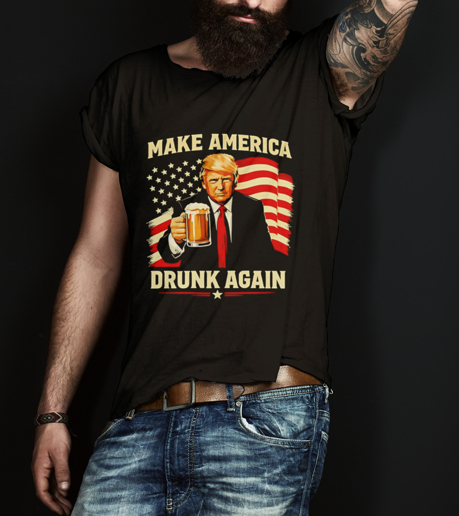 Patriotic Trump Make America Drunk Again Flag Beer T-Shirt
