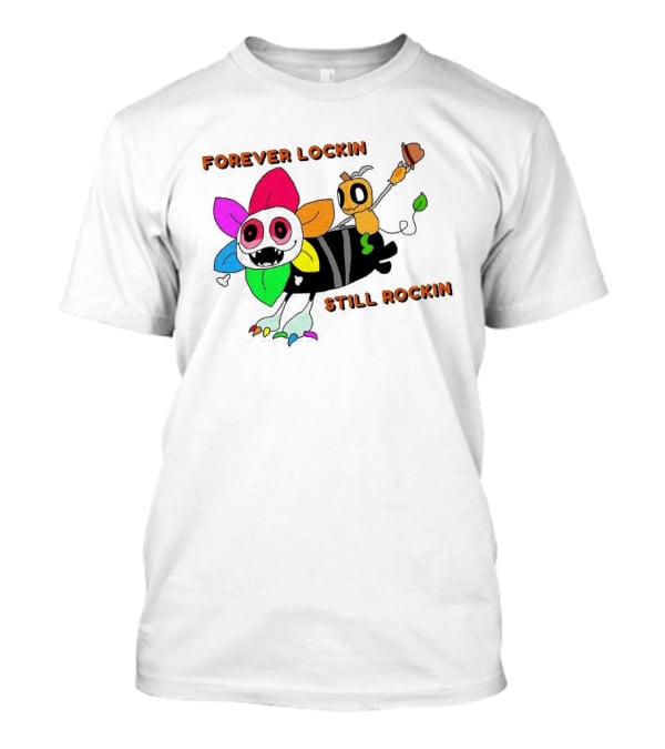 Forever Lockin Still Rockin Colorful Creature Toon T-Shirt