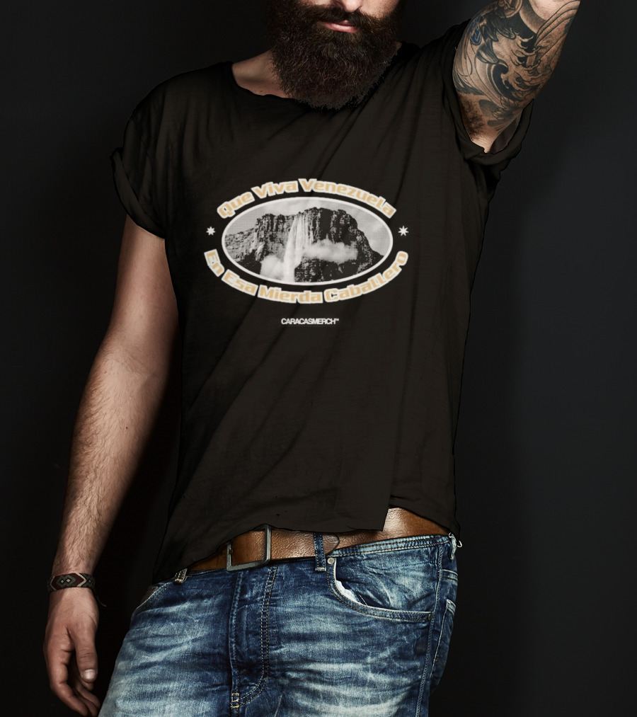 Que Viva Venezuela En Esa Mierda Caballero Black Boxy T-Shirt