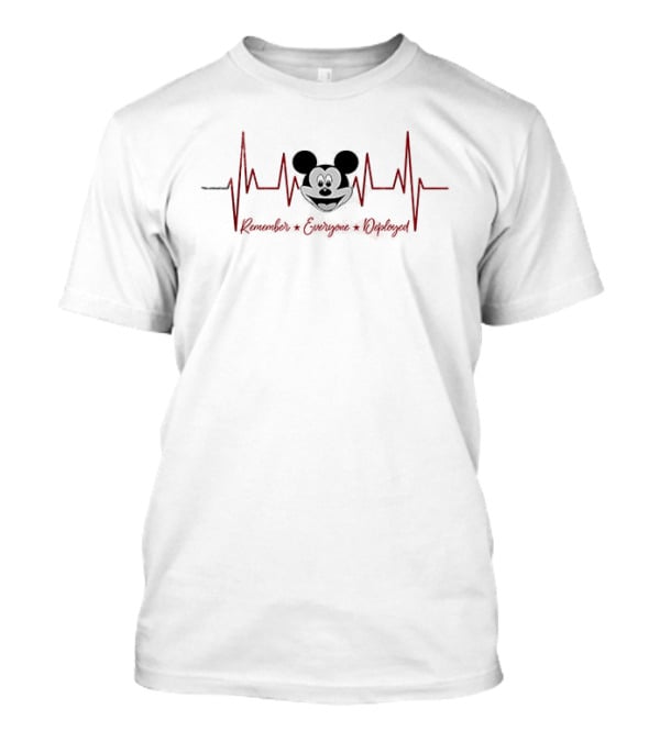 Mickey Mouse Heartbeat Remember Everyone Deployed Until They All Come Home T-Shirt