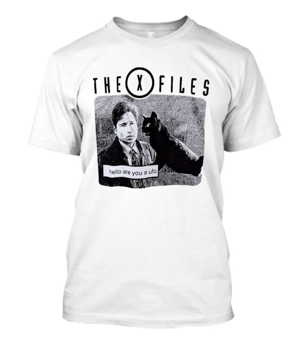 The X Files Hello Are You A UFO Mulder Black Cat T-Shirt