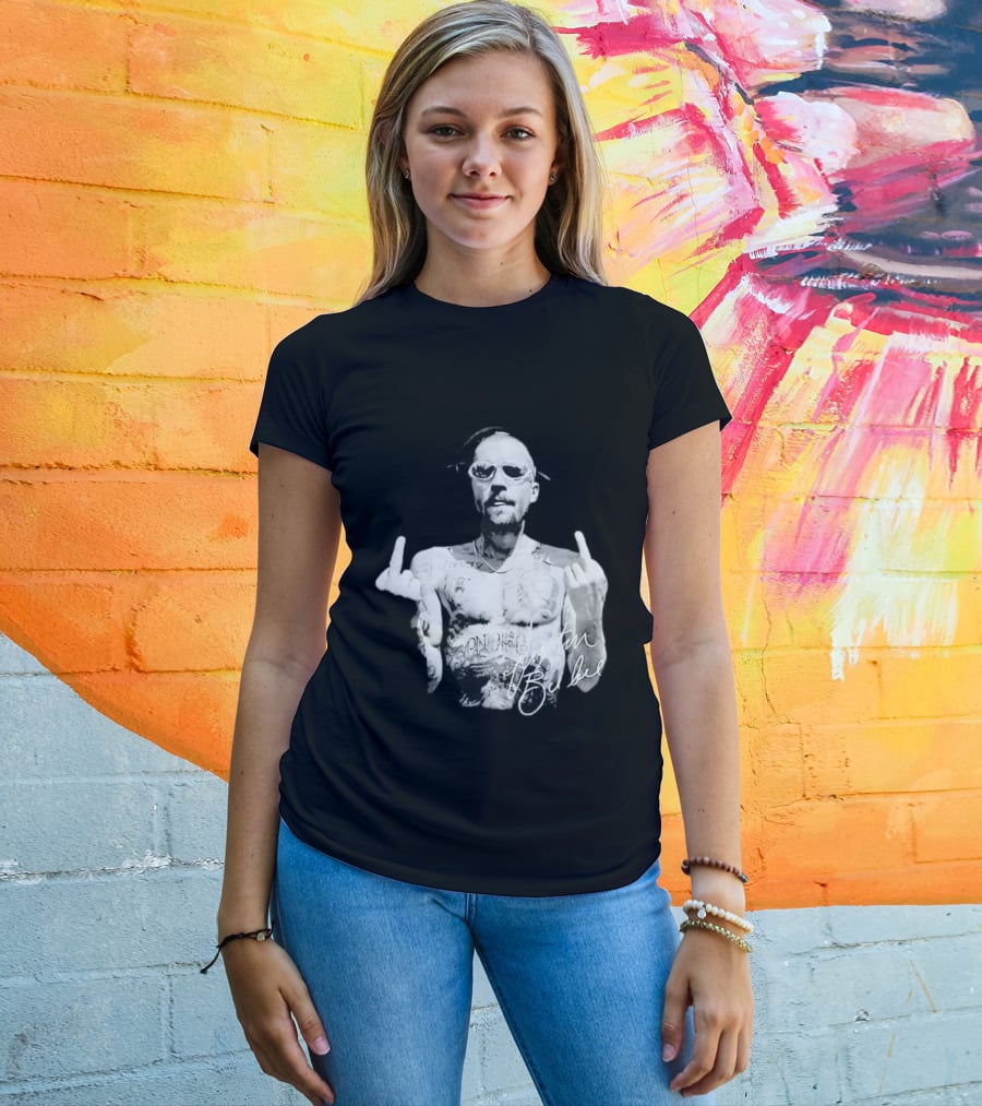 Justin Bieber Middle Finger Bieberchella World Tour 2026 Black And White Tattoo T-Shirt